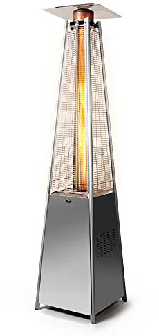 MBH - FLAMME chauffage d'extérieur pour terrasses de restaurants. Chauffage d'extérieur au gaz butane pour les terrasses de bars et de restaurants. Couleur argentée.