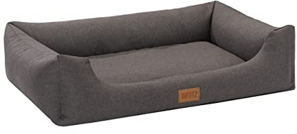 MSS e.K. Hundebett Sofa 60 x 44 cm S in Braun Hundekorb mit abnehmbaren Velours-Bezug und weicher Polsterung waschbares Hundekissen 60 x 44 x 23 cm Hundematte Hundesofa Welpenbett Grosse Hunde