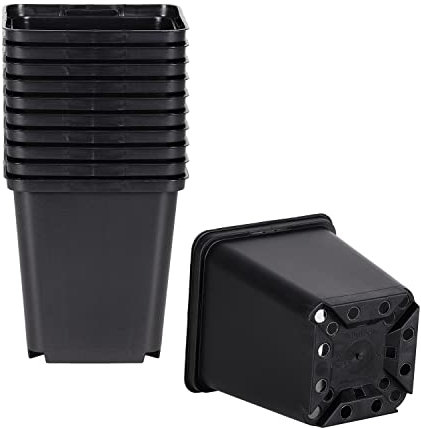 Pullmer Macetas de cultivo de 9 x 9,5 cm, 10 unidades, macetas cuadradas para siembra, para plántulas o esquejes, de plástico, ideal para invernadero o jardín de casa (10,9 x 9 cm)