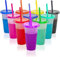 LATERN 10 Pieza Vasos Que Cambian de Color con Tapas y Pajitas, 710ml Vasos de Plástico Reutilizables Niños Lindos Bebiendo Taza Tazas de Viaje a Granel para Beber Agua de Café Helado (10 Colores)