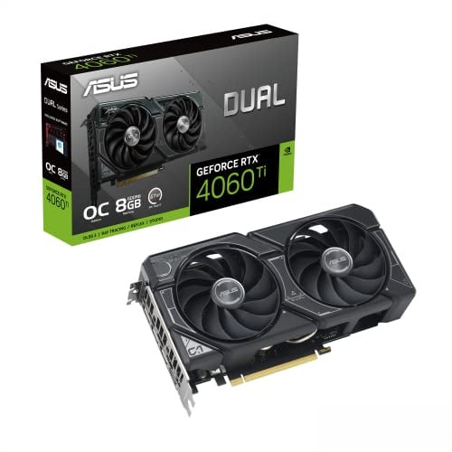 ASUS Dual GeForce RTX™ 4060 Ti OC Edition 8GB GDDR6 (PCIe 4.0, 8GB GDDR6, DLSS 3, HDMI 2.1, DisplayPort 1.4a, design ventola Axial-tech, tecnologia 0dB e altro)