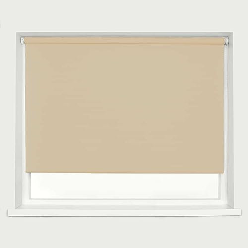 Light Brown Blackout Roller Blinds Thermal Blackout Material Metal Brackets & FIttings 25mm Roller Tube Easy Fit Child Safe Bedroom Office90cm Width x 160cm Length