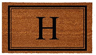 Evergreen Flag Monogram Letter H Entrance Doormat | 28 x 16 inches | Dirt Catching Natural Coir | All-Season | Non-Slip Backing | Indoor and Outdoor Home Decor