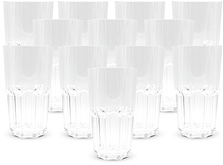 DOJA Barcelona | Polycarbonate Verre | 50cl | Pack 12 | Gobelet Transparent | 154x87x1.8mm | Polycarbonate Transparent | Gobelet Plastique Reutilisable | pour Verre a Eau, Verre a Vin, Verre Cocktail