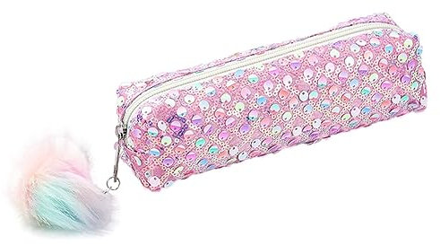 Katutude Trousse à Paillettes, Trousse Paillette Scolaire Grande Capacité Trousse Ecole Paillette avec Pompon Trousse Ecole Paillette Trousse Sequin Trousse à Crayons Maquillage pour Adolescents