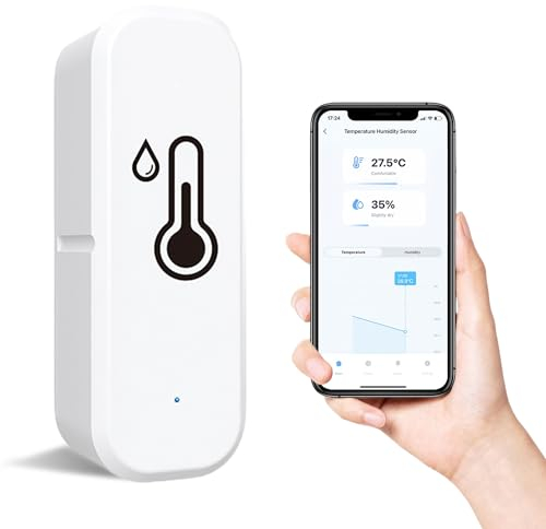 Nizirioo WiFi Thermometer Smart Hygrometer Innen WiFi-Hygrometer Kabelloser Temperatur Feuchtigkeitssensor mit Fernüberwachung, Benachrichtigungsalarm, Datenspeicherung &Export für Babyzimmer, Garage
