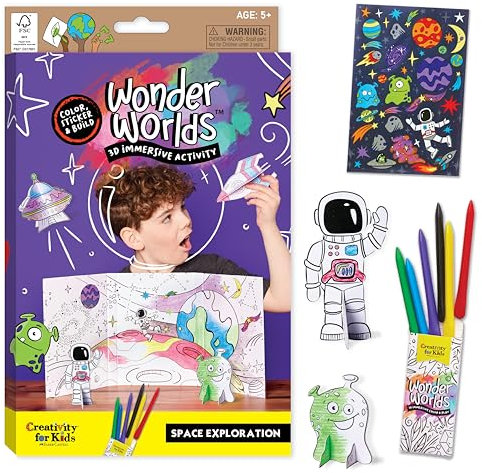 Creativity for Kids Wonder Worlds 3D-Malset zum Ausmalen: Weltraum-Erkundung – Weltraum-Malset für Jungen und Mädchen im Alter von 6–8 Jahren, Kindergeschenke und Aktivitäten