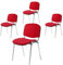 Topsit 4er Set Besucherstuhl Chrom, Bequemer Konferenzstuhl, stapelbar, mit gepolsterter Sitzfläche und Rückenlehne. (Rot)