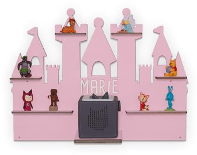 hellomini Personalisiertes Regal für die Toniebox Mädchen - Wandregal mit Wunschnamen fürs Kinderzimmer - Regal Mädchen Mädchen - Toniebox Aufbewahrung (Schloss)