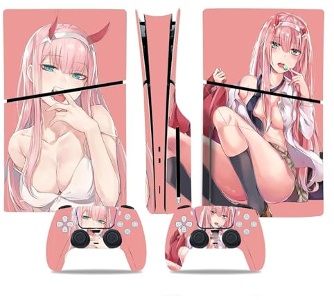 Peau Distance Console Pour PS5 Slim Skin Disc Edition & Pour PS5 Slim Skin Digital Edition Console Et Contrôleur Vinyl Cover Skins Wraps Scratch Resistant Compatible 95752 Cadeau D'enveloppements Skin
