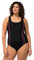 Ulla Popken Damen, Pipings, Unterbrustband, Vorderfutter Badeanzug, Black Beauty, 60