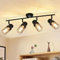 Glitzerlife Deckenstrahler 4 Flammig Vintage Deckenleuchte - Deckenspots Schwarz Metall E27 Spot Deckenlampe Verstellbar 330° Strahler für Wohnzimmer Schlafzimmer Küche Kinderzimmer ohne Leuchtmittel
