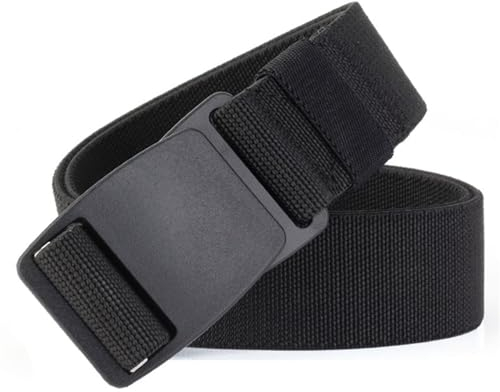 VKEID Gürtel Herren Herrengürtel 3,8 cm elastischer Gürtel Herren Outdoor Plug Schnalle Nylongürtel (Color : Black, Size : 120cm)