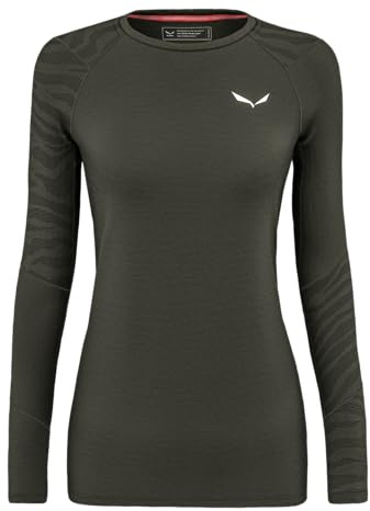 Salewa Damen Cristallo Warm Amr W L/S Tee. Longsleeve Tee, Dark Olive, S EU