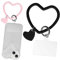 AFCJLTO Set di 2 Confezioni Cordino per Telefono con Anello a Cuore e Portachiavi, Compatibile con Smartphone e Badge Identificativi, Cinturino da Polso con 2 Patch sul Retro