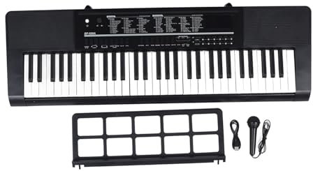 Elektronische Klaviertastatur mit 61 Tasten, Tragbares Digitales Klavier mit 200 Tönen, 200 Rhythmen und Lektionen für Anfänger