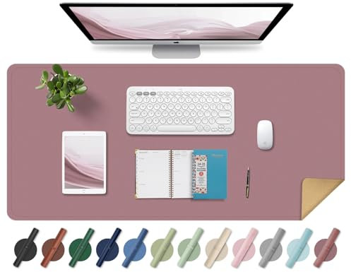 BLESWIN Leder-Schreibtischunterlage, Rutschfeste Große Mausunterlage, Computer- und Laptop-Matte, Schreibtisch-Schreibtischmatte für das Schreiben, Schreibtisch-Blotter-Pads Dekor (Rosa Lila, 80x40CM)