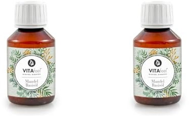 VitaFeel Mandel Basisöl, süß, 2er Pack (1 x 100 ml), vegan, gentechnikfrei, ideal zur Haut- und Haarpflege, für Aromatherapie & als Basisöl für Massageöle oder Naturkosmetik