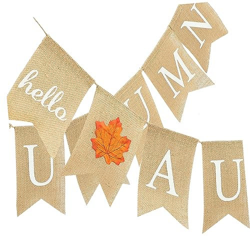 ULDIGI Herbstbanner Mit Buchstabendesign Wimpelbanner Aus Sackleinen Hängebanner Für Partydeko Und Heimdeko