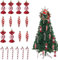 Weihnachtsbaumschmuck 18 Stück Weihnachtsbaum Anhänger,Weihnachtskugeln Zuckerstangen Weihnachten Deko Weihnachtsanhänger mit Kordel für Weihnachtsdekoration(Rot)