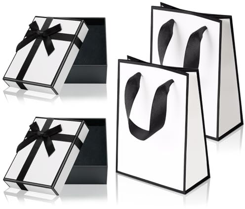 Aucuu Schmuck Geschenkbox, 2 Stück Geschenkbox mit Deckel, Klein Geschenkschachtel, 9× 7× 3cm Schmuck Box, Schmuckaufbewahrung für Ring Halskette Ohrringe, für Valentinstag Weihnachten