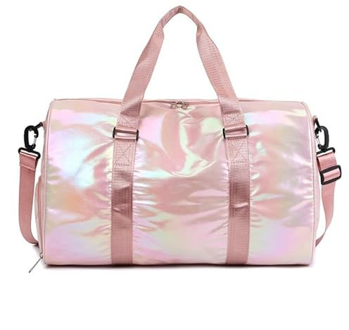 Sport-, Fitness- und Tanztasche für Frauen und Mädchen, schimmernde, wasserdichte Reisetasche mit Schuhfach und Nass-/Trockenfach, für Ballett, Fitnessstudio, Reisen, Geschenke für Mädchen (lila)(Pear