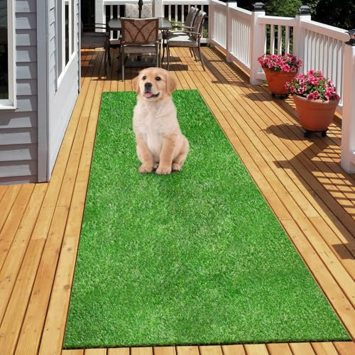 PENFHF Kunstrasen, 90 x 152 cm, künstlicher Rasenteppich für drinnen und draußen, 2 cm Flor, realistischer Gras-Teppich mit Drainage für Hunde, Terrasse, Balkon, Hinterhof, individuelle Größe