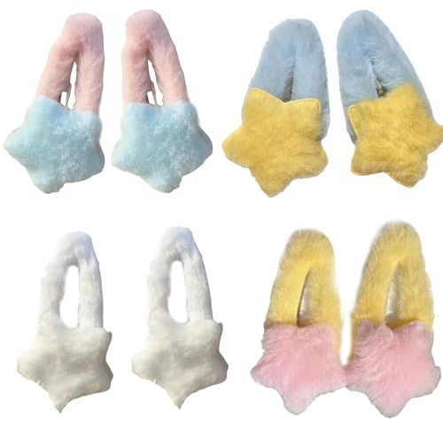 GGUFAY Stern Haarspangen 8 Stück Haarspange Mädchen Spangen Mädchen Haarspangen Mädchen Plüsch Star Hairclips Snap Haarspange Haarschmuck Pentagramm Haarspange für Kinder Mädchen und Frauen