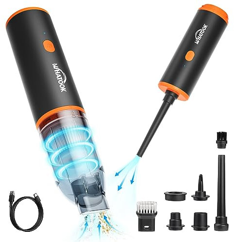 WHATOOK Mini aspirapolvere ad aria compressa aspirapolvere a mano: 3 in 1 aspirapolvere senza fili, aspirapolvere auto forte 100000RPM Turbo Cleaner ventilatore elettrico per tastiera PC