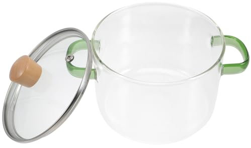 Healifty Glas kochtopf 1,5 l Glastopf mit Deckel Hitzebeständiger Klarglas Kochtopf und Pfanne Simmertopf Induktion Schmortopf zum Kochen für Pasta, Nudeln, Suppe, Milch, Tee und Salat