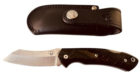 Navaja Cudeman Tundra 346-JR con hoja de acero Böhler N690Co de 8 cm de hoja y empuñadura de juma roja pulida de 10,8 cm para Caza, Pesca, Supervivencia + Portabotellas Regalo (Juma negra con funda)