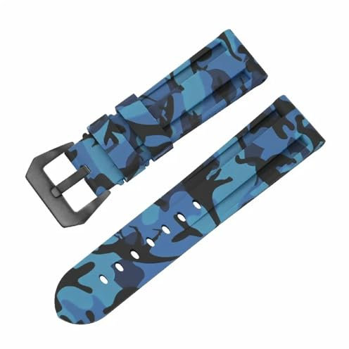 LMINGZE Silikon Uhr Band 20mm 22mm wasserdichte Sport Strap Quick Release Ersatz Armband Weichen(Camo Deep Blue,26mm)