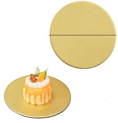 La torta, Vassoio espositivo rotondo in cartone dorato for torte, diametro 10-40 cm, confezione da 5/10(Gold-10cm-10pcs)