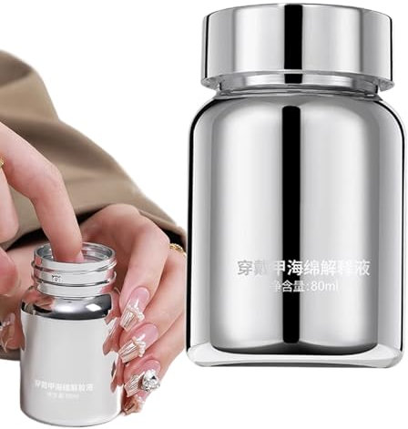 WJnflQN Glue Off for Nail Tips - 80ml Press On Nail Glue Remover for Fingernail - Gentle Fake Fingernail Removal Liquid for Traveling Outdoor School Business Trip
