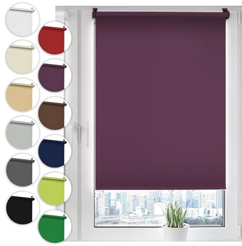 Sonello Verdunkelungsrollo Klemmfix ohne Bohren Rollo 30cm x 100cm Violett | Fenster Rollos Für Innen, Klemmrollo, Verdunklungsrollo, Sonnenschutzrollo, Seitenzugrollo für Fenster & Türen, Fensterrollo