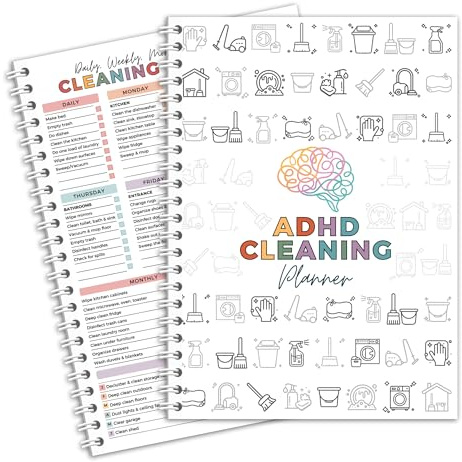 ADHD Cleaning Planner, Household Cleaning Schedule and Checklist, ADHD Planner for Adults Women Mom, Daily Weekly Monthly Chore Chart Notebook for Family, Editable Household Planners, 5.8 x 8.3