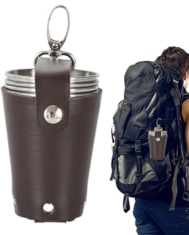 Stapelbare Becher aus Metall für Erwachsene – 70 ml Weingläser aus Edelstahl mit Tassengriff | 4 langlebige Freikaffeetassen für Camping, Reisen, Festival, Picknick, L