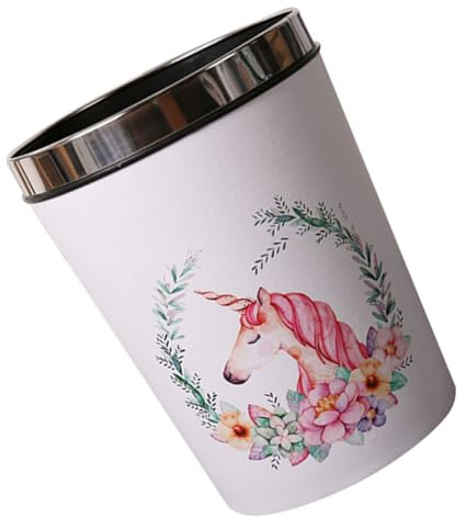 AKOOSY Cartoon Unicorn Trash Bin for Bedroom and Dorm Kitchen Waste Basket with Opening Clean Office and Home Waste Basket for Adults