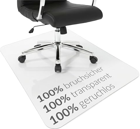 Floordirekt Bürostuhl Unterlage 80 x 118 cm - 5mm bruchsichere, transparente Bodenschutzmatte für Parkett, Laminat & Teppich - Bodenmatte, Bodenschutz, Unterlegmatte (Secura)