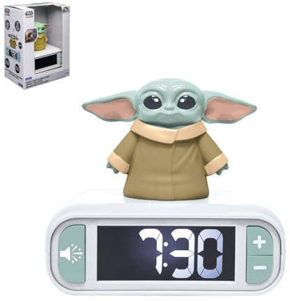 Lexibook, Grogu, Nachtlicht-Wecker, RL800SWLXB | Klänge und Melodien, LCD-Display mit Hintergrundbeleuchtung, Leuchtend, Schlummerfunktion, Grün