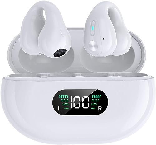 Bluetooth Kopfhörer,On Ear Kopfhörer Kabellos Bluetooth 5.3 HiFi Premium Sound,Luftleitung Knochenschall Sportkopfhörer Clip On Ohrhörer Earbuds für Sport Bequemer Sitz,für iPhone/Huawei/Samsung