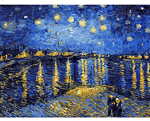 YSCOLOR Diamant Painting Diamant Stickerei Weihnachten Geburtstag Einzigartiges Geschenk Van Gogh Sternenhimmel Der Rhône Diamant Malerei Kreuzstich Geschenk 30X40Cm
