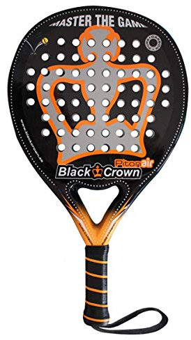Black Crown - Pala de Padel Piton Air - Forma Redonda - Tecnología AVAIR (Antivibrador) - Control y Potencia - Peso 350 gr - Marco 38 mm 80% Fibra de Carbono - Resistente - Goma Eva