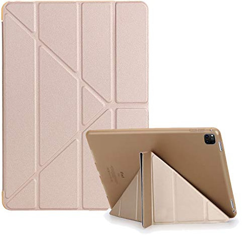 DasKAn Coque pour iPad Air 2 avec Support de Multi Angles, Ultra Mince Léger Housse de Protection Antichoc Silicone TPU et PU Cuir Étui de Tablette Tactile pour Apple iPad Air 2, Or