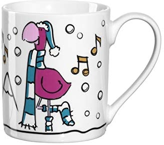 Leonardo Bambini Porzellan-Tasse Weihnachten 1 Stück, Kinder-Tasse mit Winter Flamingo-Motiv, spülmaschinengeeigneter Tee-Henkelbecher 215 ml 024960