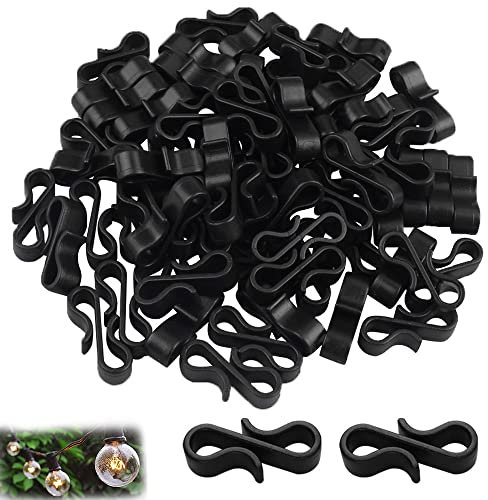 120 Pcs Black Mini Gutter Hooks, Reusable Christmas Lights Hangers Plastic Gutter Hanging Clips Outdoor Light Hooks for Festival Decoration Seasonal Fairy Light