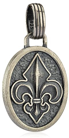 NKlaus 925 Silber Oval Kettenanhänger Fleur de Lys Lilie Talisman Amulett matt 18x14mm 3676