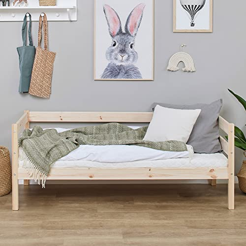 Hoppekids ECO Comfort Kinderbett 70x160 mit Lattenrost | Natur | Nordisches Umweltzeichen Zertifiziert | FSC®-zertifiziertes massives Kiefernholz aus der EU