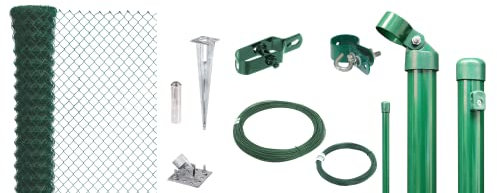 Alberts 632274 Maschendrahtzaun als Zaun-Komplettset, mit Einschlagbodenhülse | verschiedene Längen und Höhen | grün | Höhe 100 cm | Länge 60 m