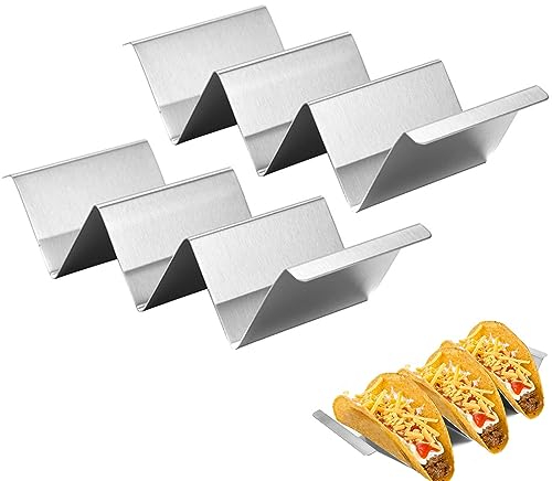 Anicy 2 Stück Taco Halter - Taco Shells Halter, Edelstahl Wellenförmiges Taco Halter, Ständer Taco Regalhalterung mit Griffen, Hot Dog Halter